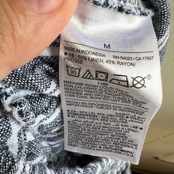 NWT Linen-Blend Cami Wide-Leg Jumpsuit Navy White Striped Size Medium - Picture 13 of 13